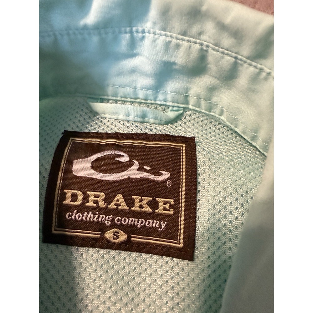 Drake Waterfowl Shirt Men Small Wingshooter Blue Plaid Seersucker Vented Button - Picture 5 of 8